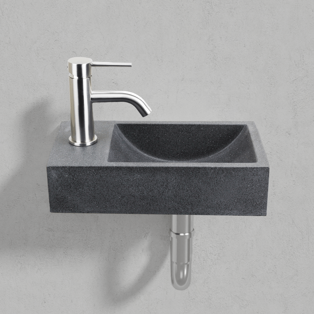 Winkler Rectangular Cast Concrete Wall-Mount Sink - Speckled Dark Gray Sandstone