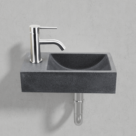 Winkler Rectangular Cast Concrete Wall-Mount Sink - Speckled Dark Gray Sandstone