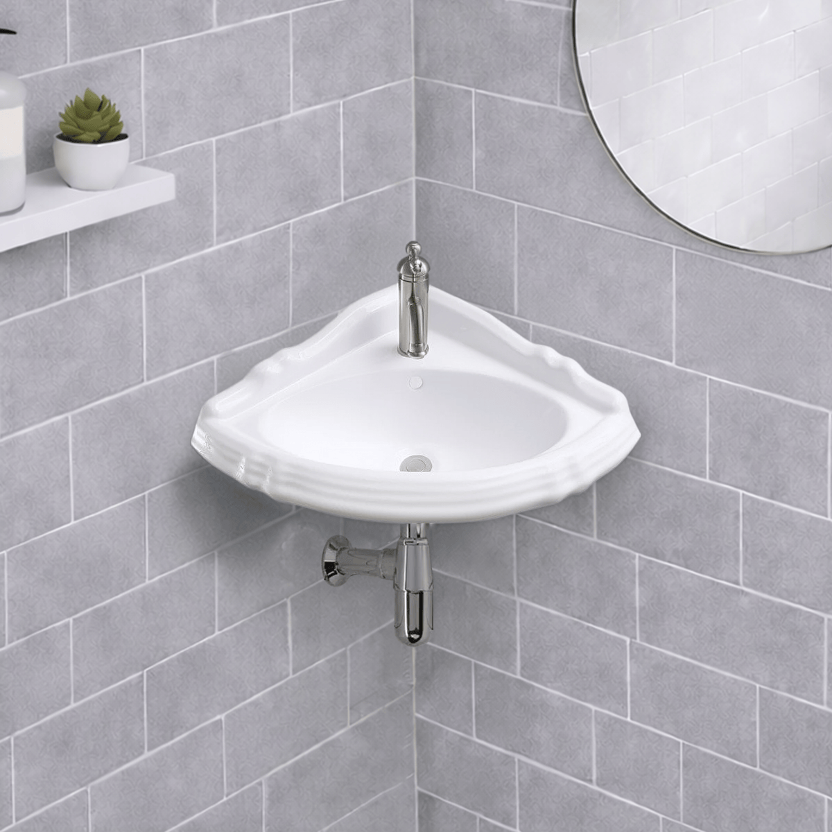 Yakima Vitreous China Corner Wall-Mount Bathroom Sink