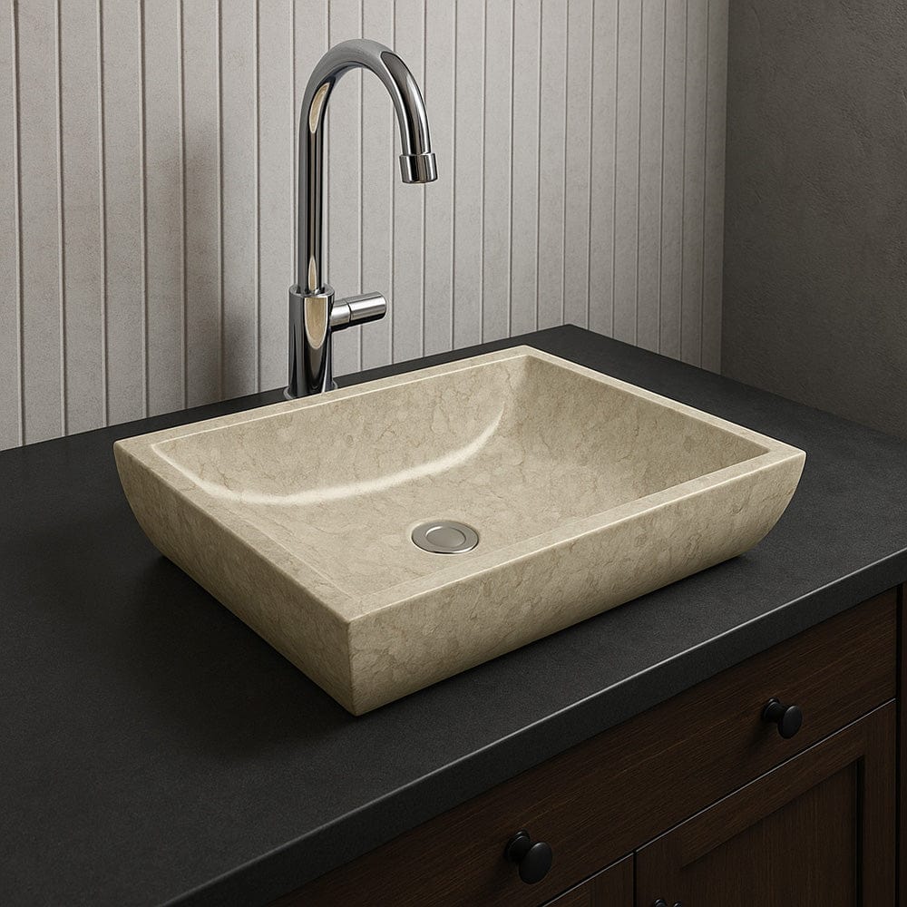 Zapa Polished Marble Vessel Sink - Cream