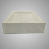 Zapen Rectangular Cast Concrete Vessel B-Grade Sink - Cream
