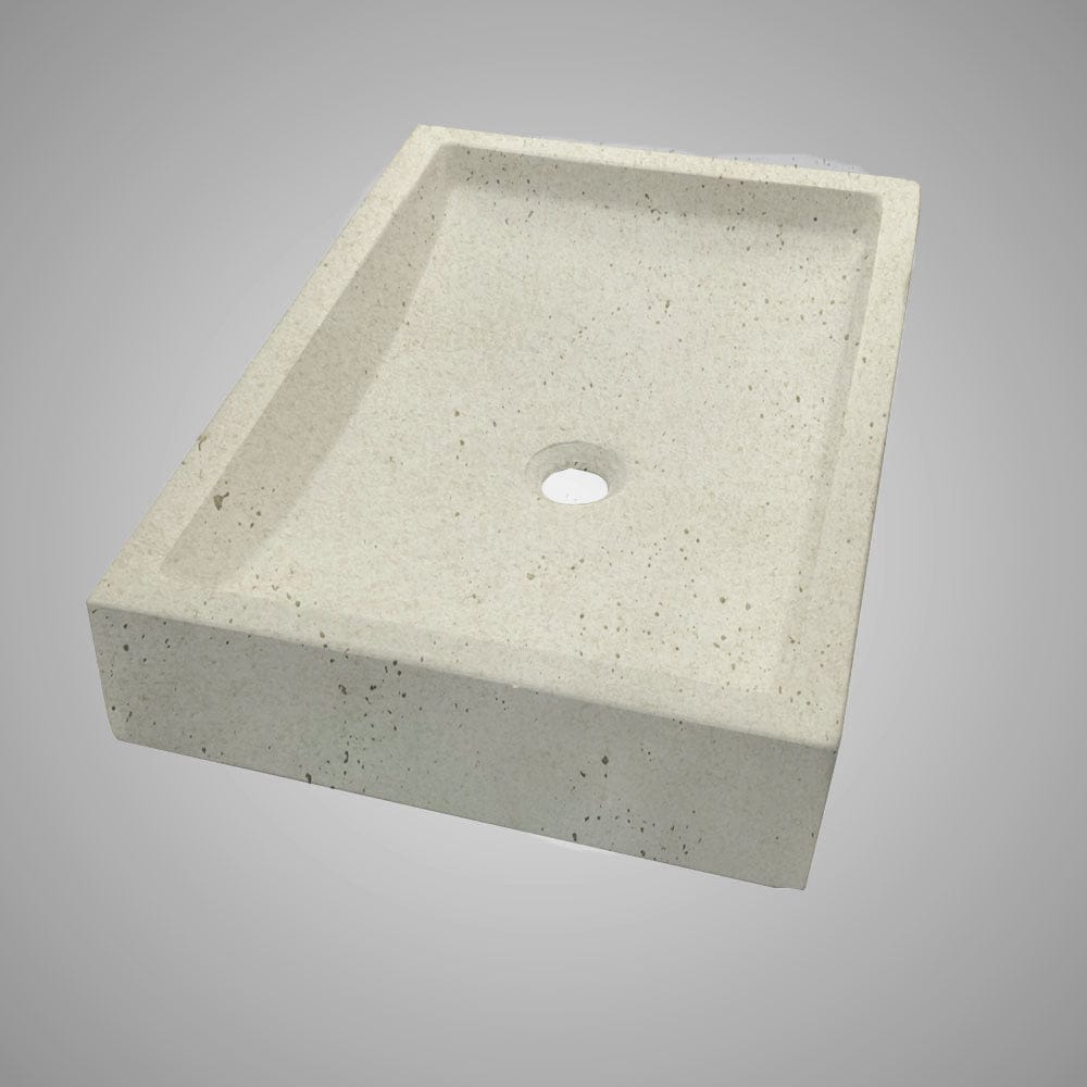 Zapen Rectangular Cast Concrete Vessel B-Grade Sink - Cream