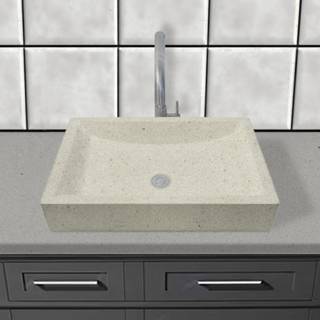 Zapen Rectangular Cast Concrete Vessel B-Grade Sink - Cream