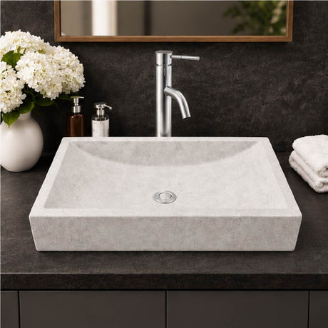 Zapen Rectangular Cast Concrete Vessel B-Grade Sink - Light Grey