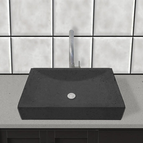 Zapen Rectangular Cast Concrete Vessel Sink - Black