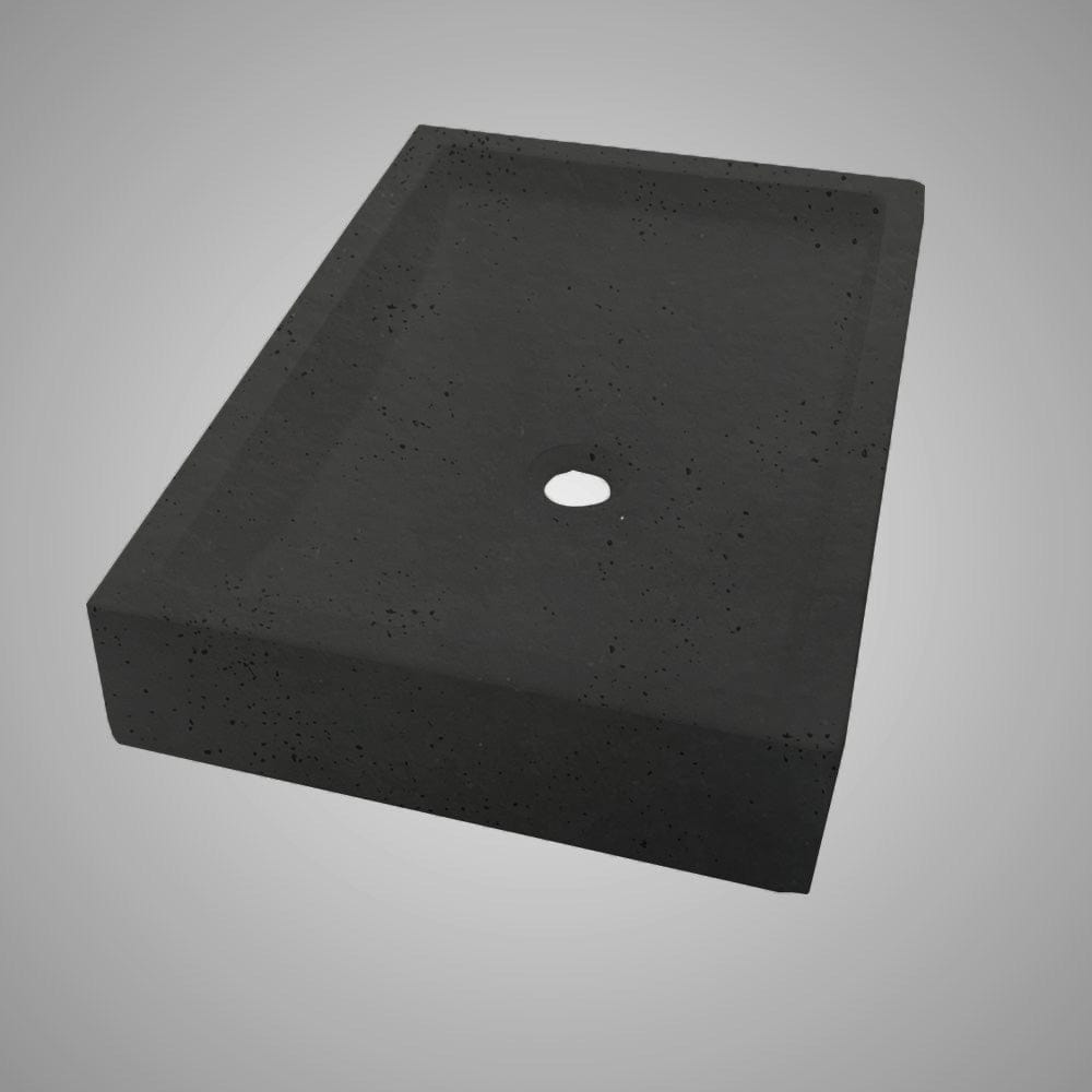 Zapen Rectangular Cast Concrete Vessel Sink - Black