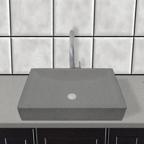 Zapen Rectangular Cast Concrete Vessel Sink - Dark Grey