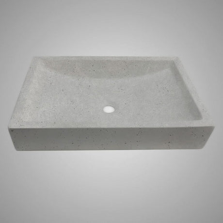 Zapen Rectangular Cast Concrete Vessel Sink - Dark Grey