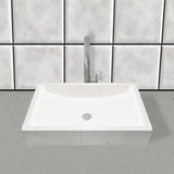 Zapen Rectangular Cast Concrete Vessel Sink - White