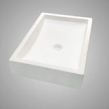 Zapen Rectangular Cast Concrete Vessel Sink - White