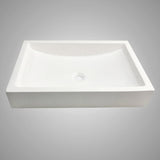 Zapen Rectangular Cast Concrete Vessel Sink - White