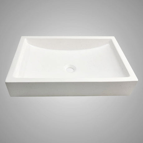 Zapen Rectangular Cast Concrete Vessel Sink - White