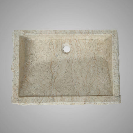 Zara Marble Vessel SInk with Chiseled Exterior - Cream