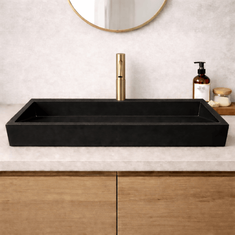 Zedley Rectangular Cast Concrete Vessel B-Grade Sink - Black