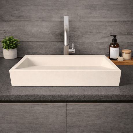 Zedley Rectangular Cast Concrete Vessel B-Grade Sink - Cream