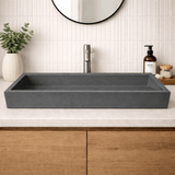 Zedley Rectangular Cast Concrete Vessel B-Grade Sink - Dark Grey