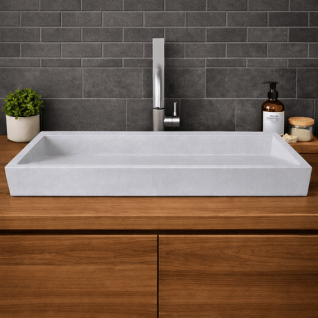 Zedley Rectangular Cast Concrete Vessel B-Grade Sink - Light Grey