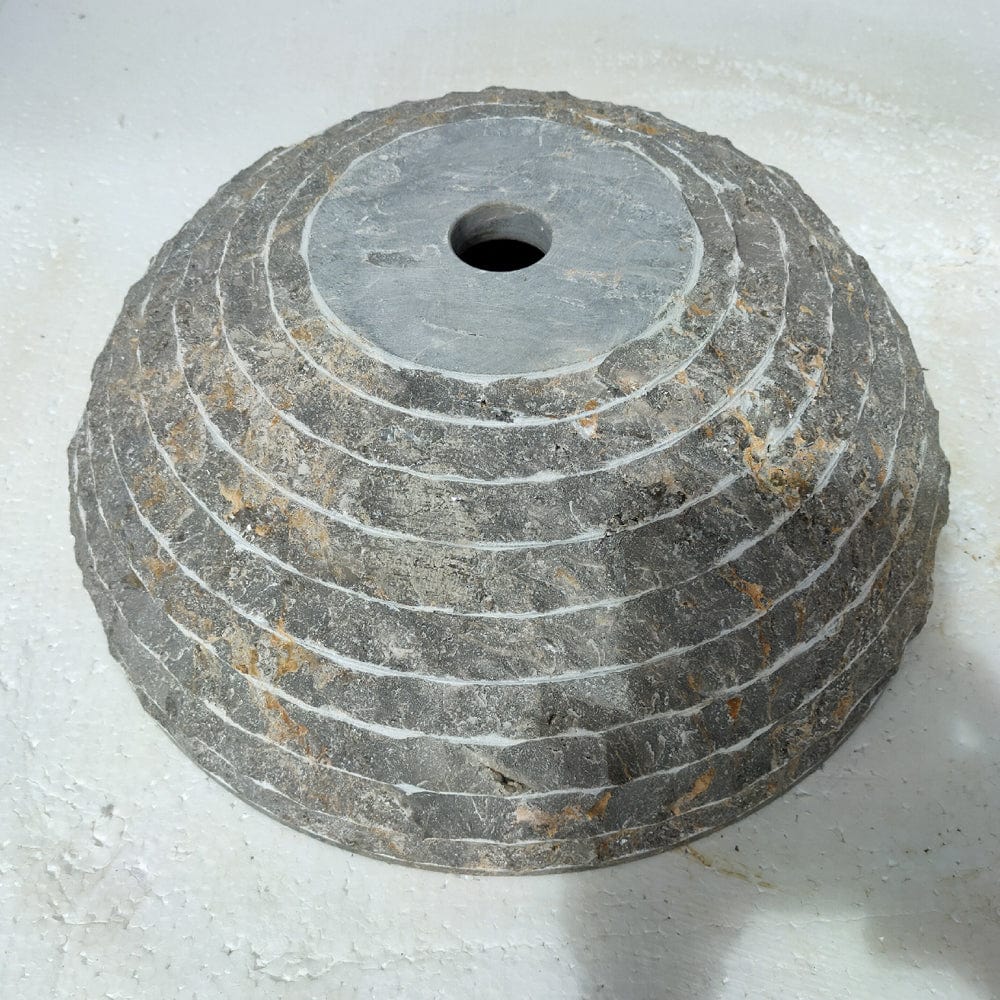 Zelma Marble Vessel Sink with Chiseled Exterior - Polished Black Interior