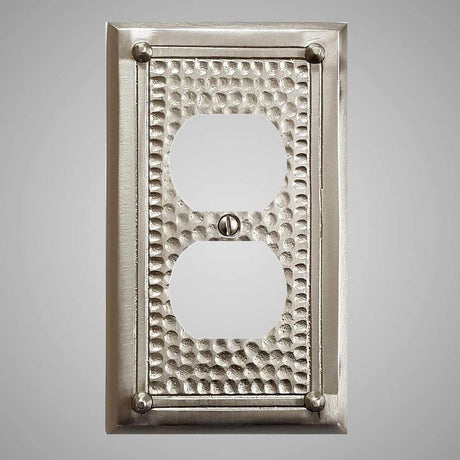 1 Gang Duplex Outlet Wall Switch Plate - Framed Hammered Design