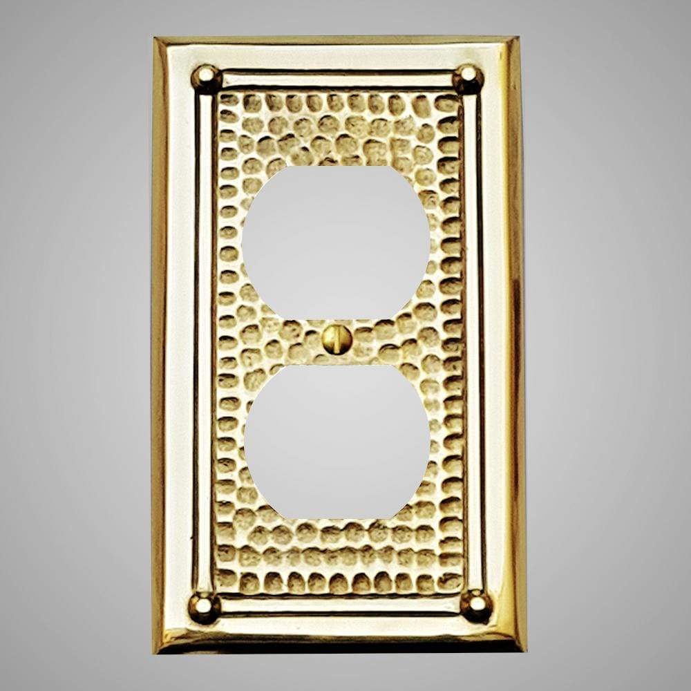 1 Gang Duplex Outlet Wall Switch Plate - Framed Hammered Design