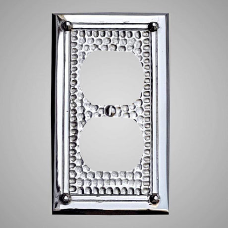 1 Gang Duplex Outlet Wall Switch Plate - Framed Hammered Design