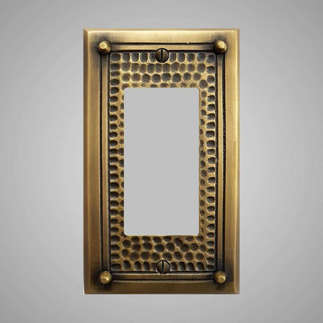1 Gang Rocker Light Switch Plate - Framed Hammered Design