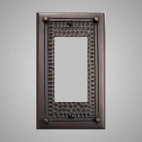 1 Gang Rocker Light Switch Plate - Framed Hammered Design