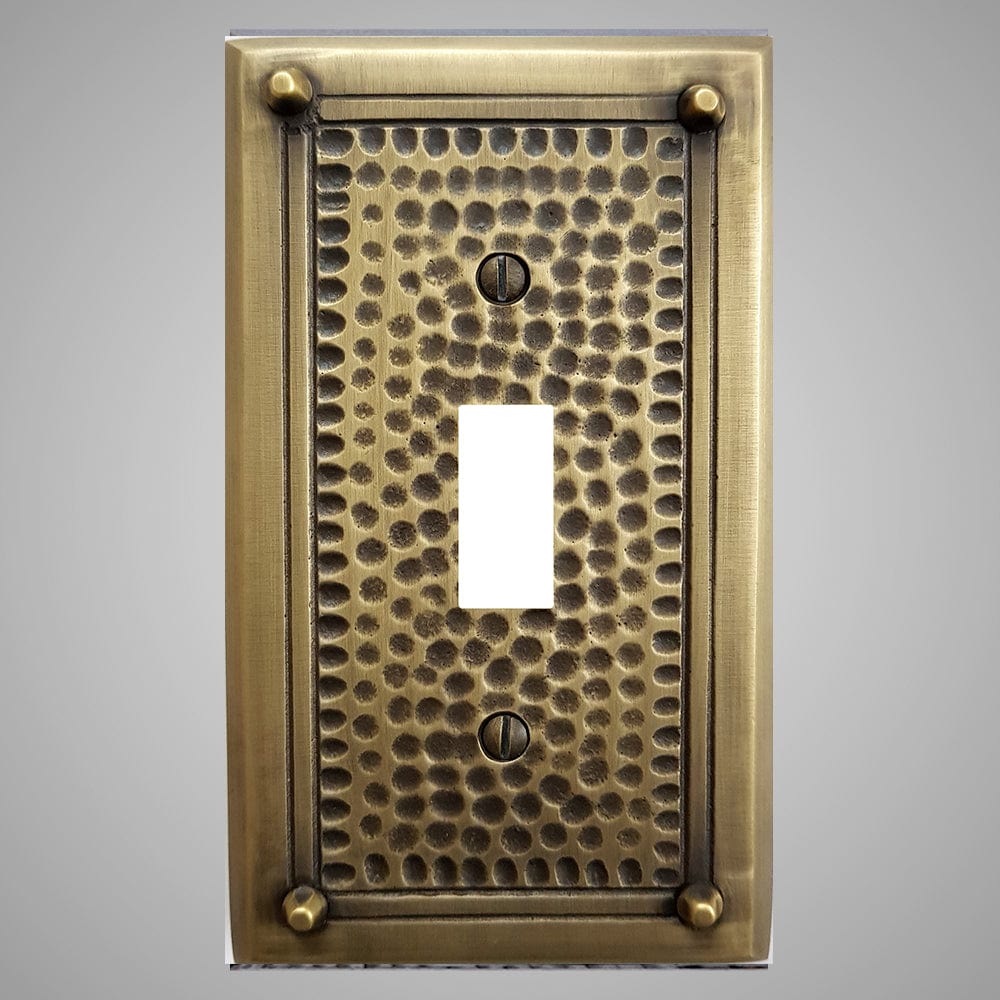 1 Gang Toggle Light Switch Plate - Framed Hammered Design
