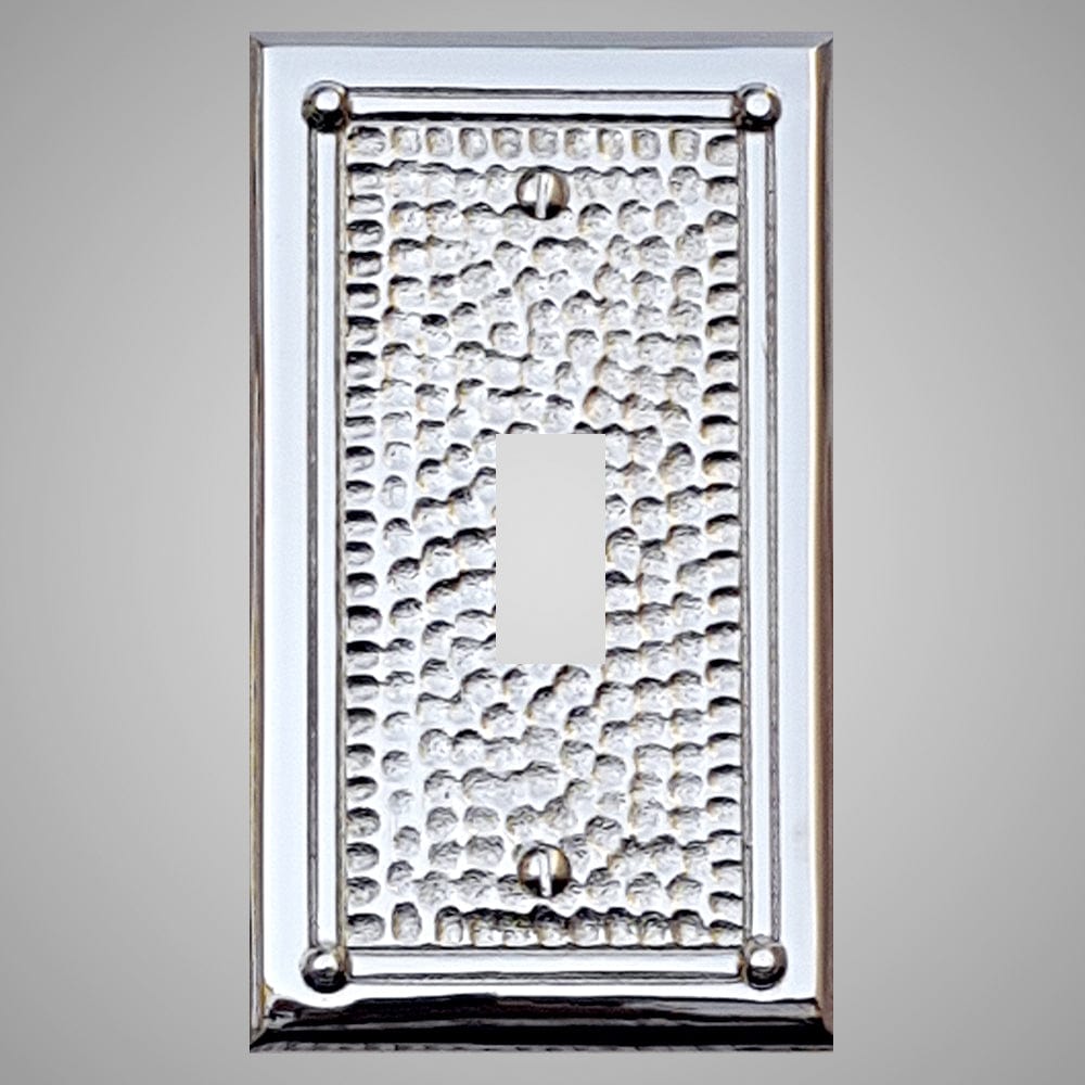 1 Gang Toggle Light Switch Plate - Framed Hammered Design
