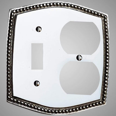 1 Toggle, 1  Duplex Wall Switch Plate - Beaded Design