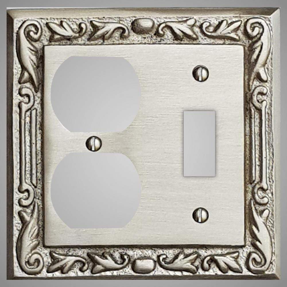 1 Toggle, 1  Duplex Wall Switch Plate - Floral Design