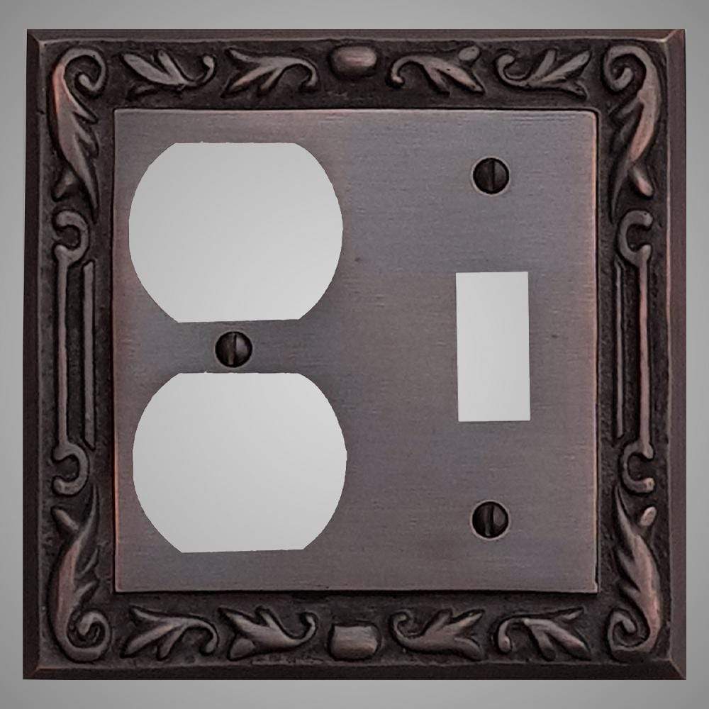 1 Toggle, 1  Duplex Wall Switch Plate - Floral Design