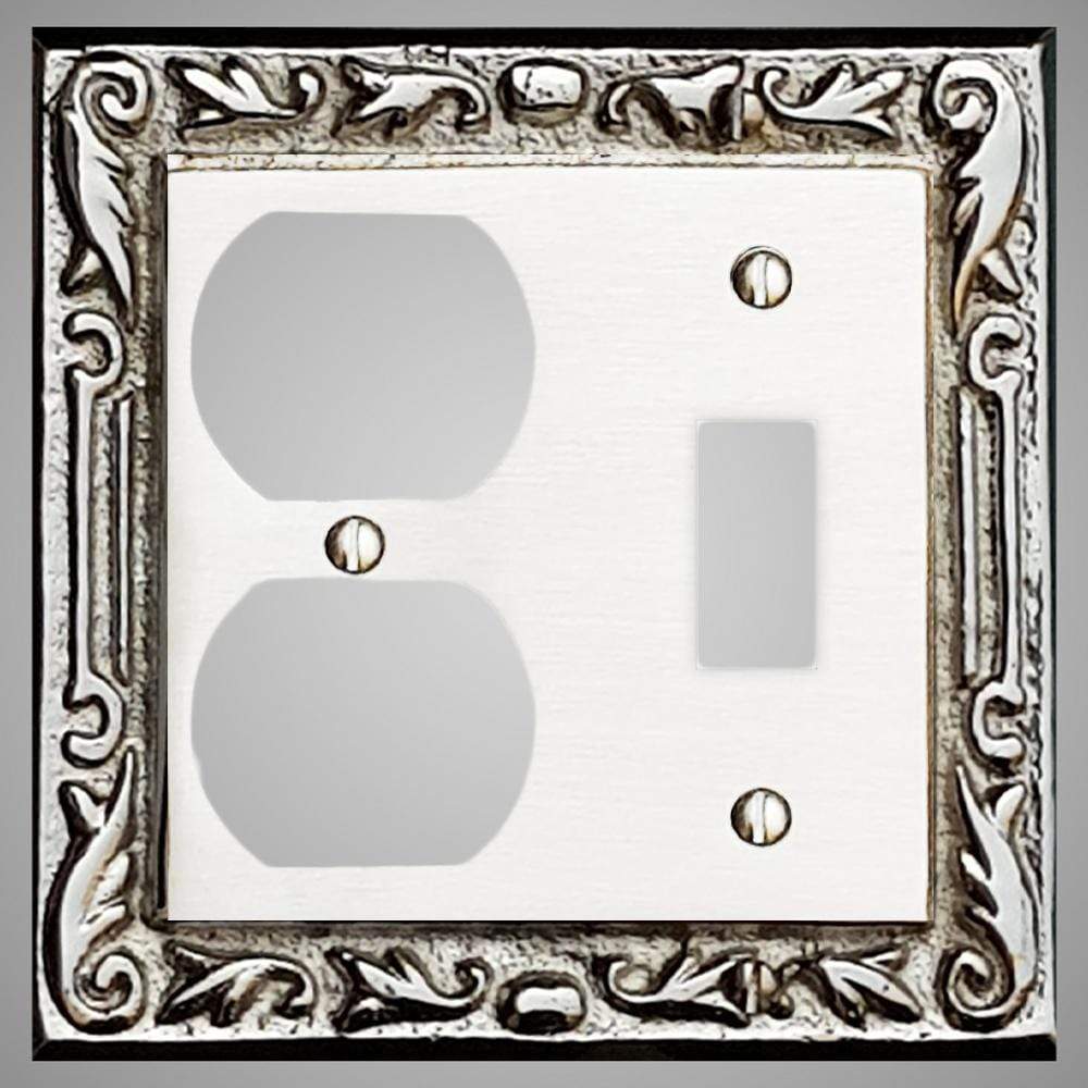 1 Toggle, 1  Duplex Wall Switch Plate - Floral Design