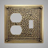 1 Toggle, 1  Duplex Wall Switch Plate - Framed Hammered Design