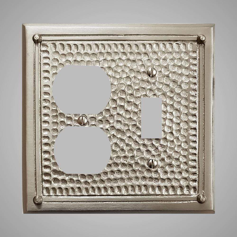 1 Toggle, 1  Duplex Wall Switch Plate - Framed Hammered Design