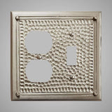 1 Toggle, 1  Duplex Wall Switch Plate - Framed Hammered Design