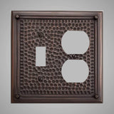 1 Toggle, 1  Duplex Wall Switch Plate - Framed Hammered Design
