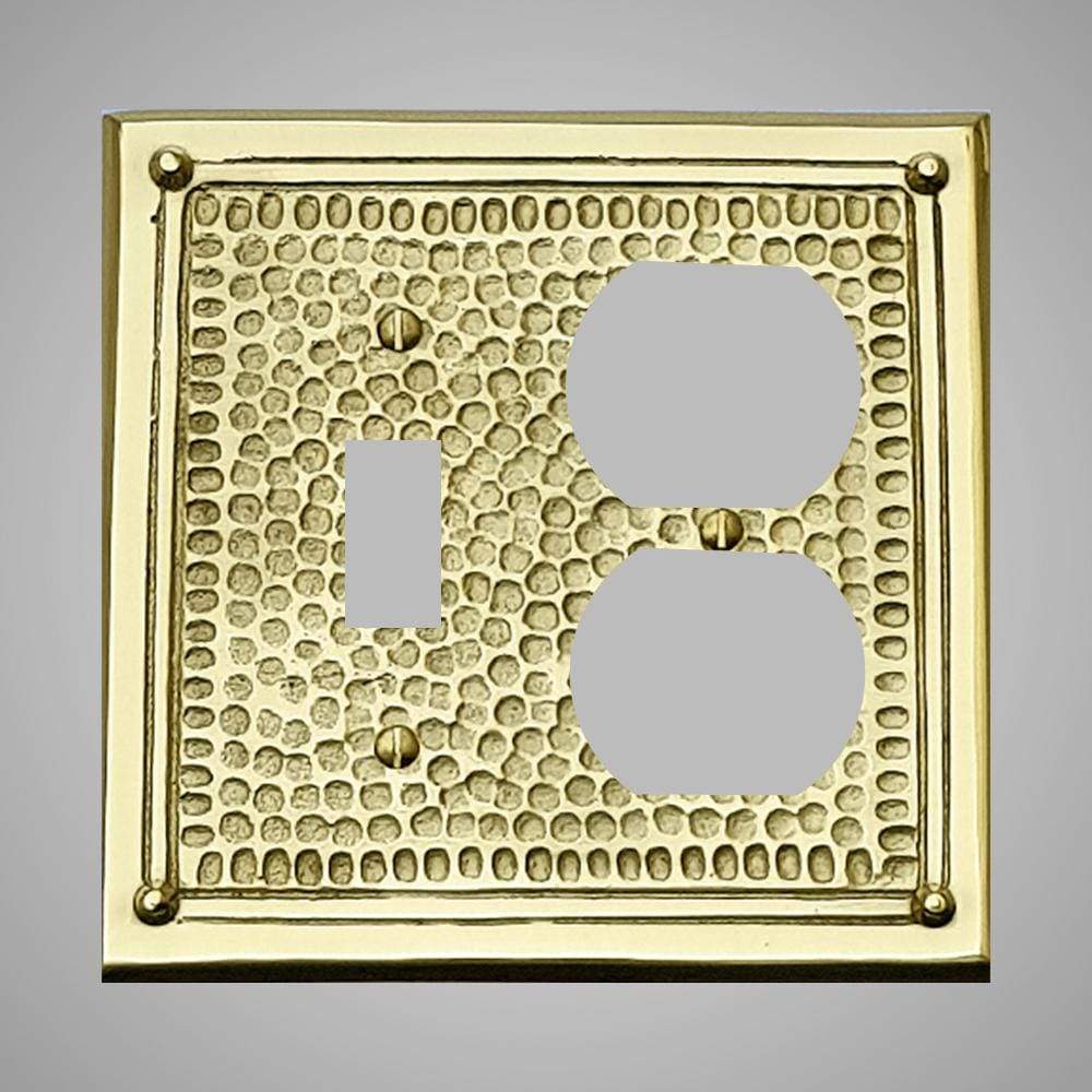 1 Toggle, 1  Duplex Wall Switch Plate - Framed Hammered Design