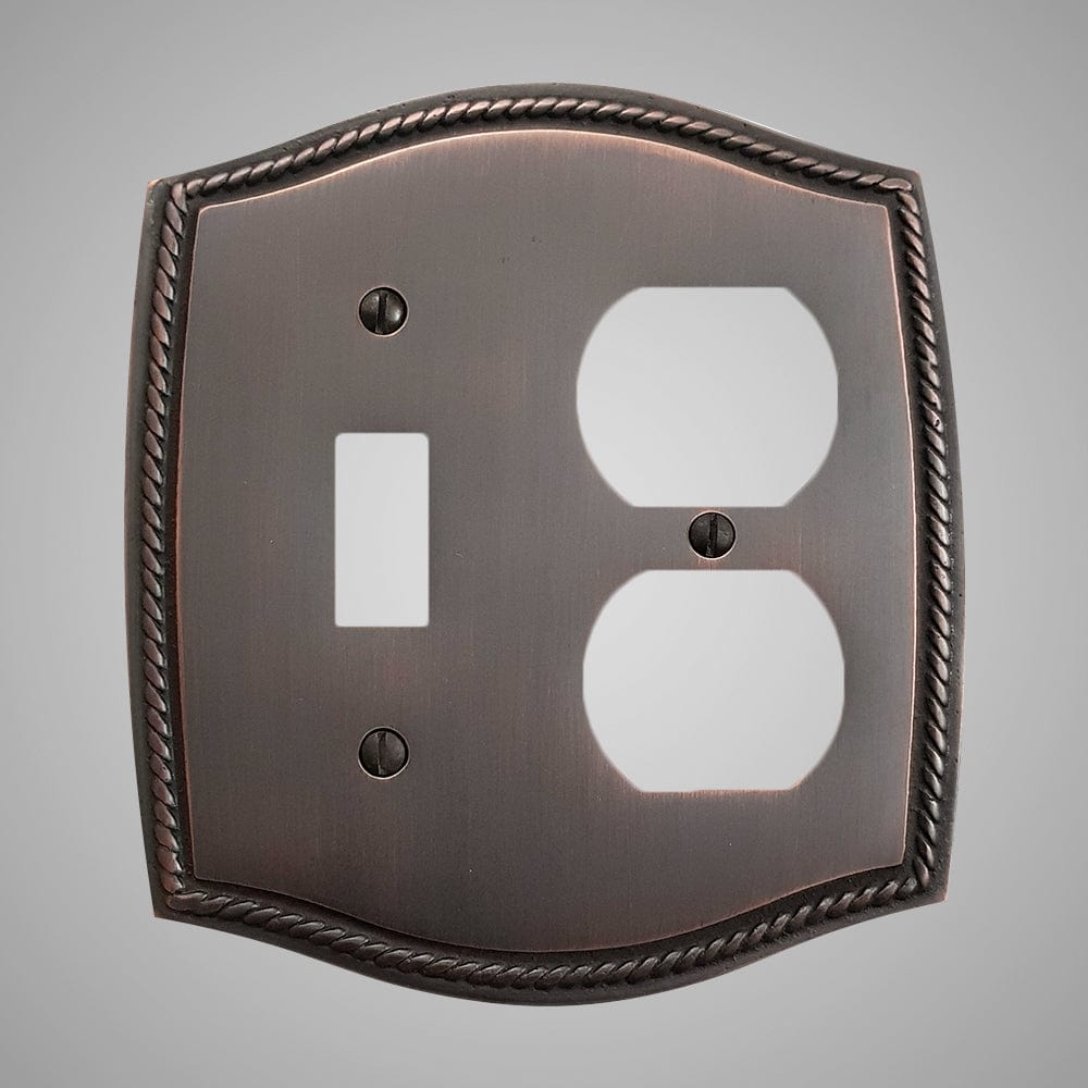 1 Toggle, 1  Duplex Wall Switch Plate - Georgian Design