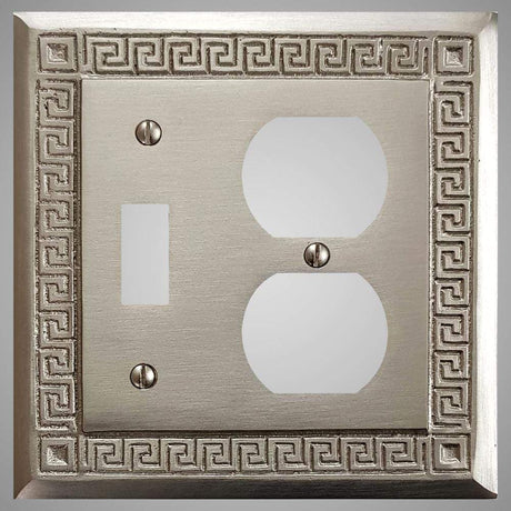 1 Toggle, 1  Duplex Wall Switch Plate - Greek Design