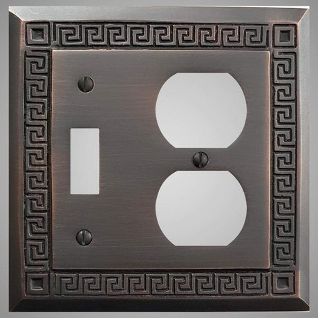 1 Toggle, 1  Duplex Wall Switch Plate - Greek Design