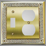 1 Toggle, 1  Duplex Wall Switch Plate - Greek Design