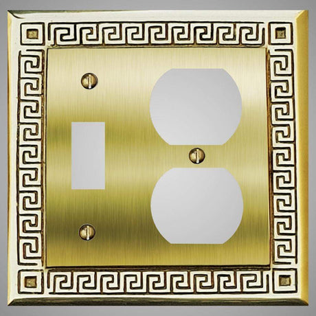 1 Toggle, 1  Duplex Wall Switch Plate - Greek Design