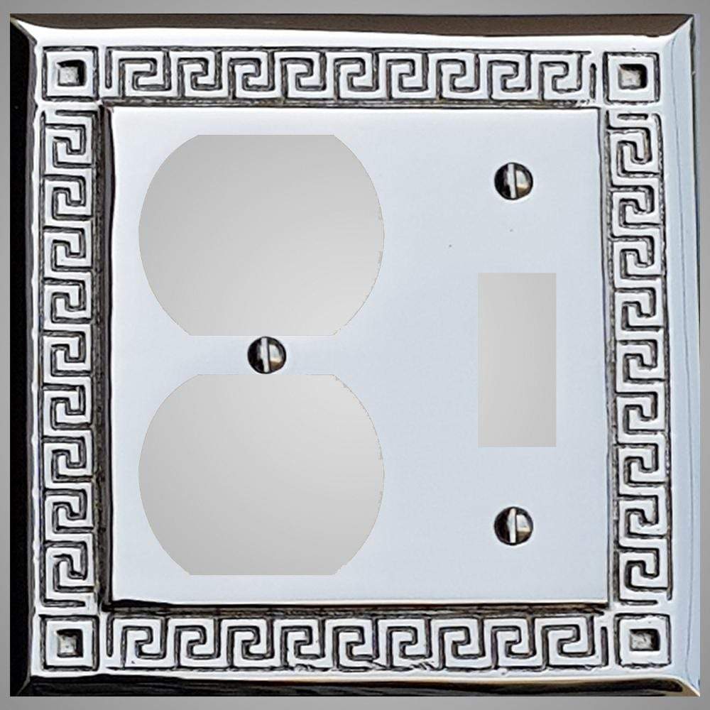 1 Toggle, 1  Duplex Wall Switch Plate - Greek Design