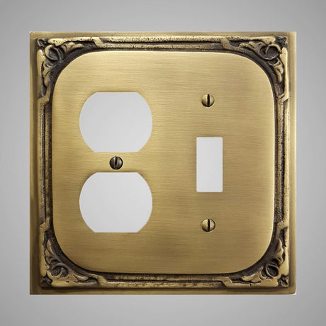 1 Toggle, 1  Duplex Wall Switch Plate - Victorian Design