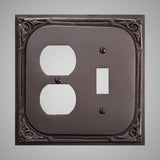 1 Toggle, 1  Duplex Wall Switch Plate - Victorian Design