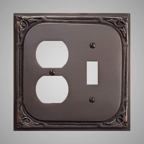 1 Toggle, 1  Duplex Wall Switch Plate - Victorian Design