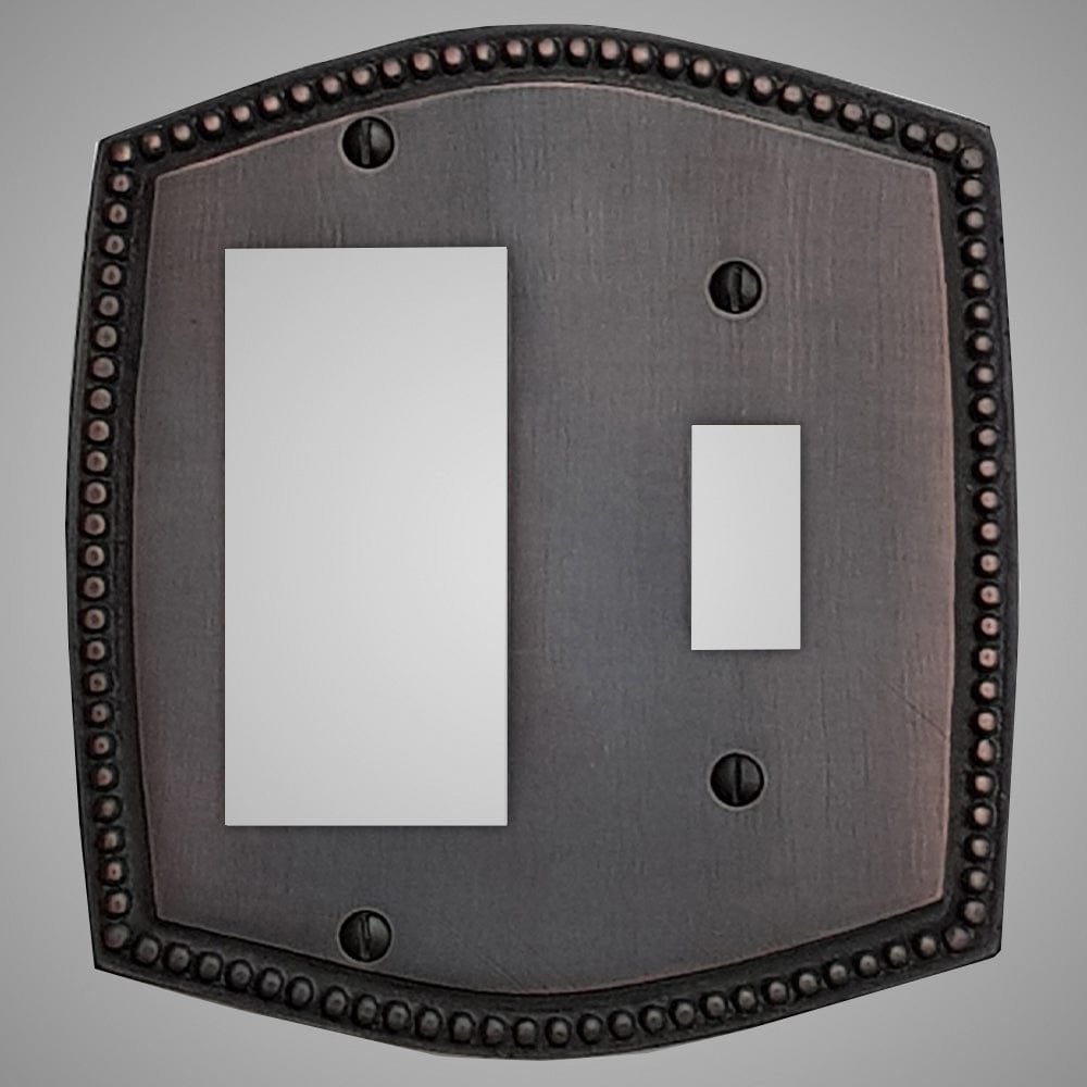 1 Toggle, 1 Rocker Wall Switch Plate - Beaded Design