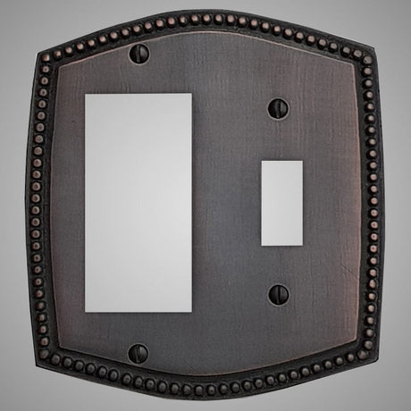 1 Toggle, 1 Rocker Wall Switch Plate - Beaded Design