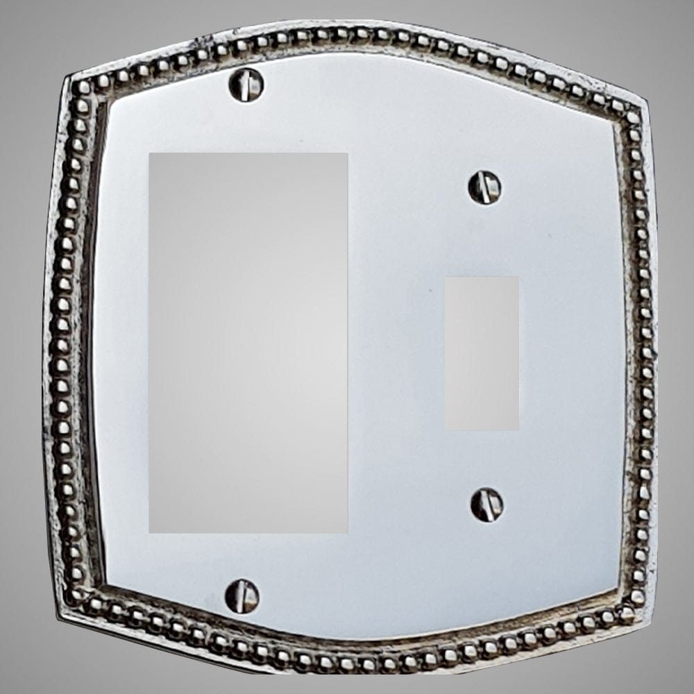 1 Toggle, 1 Rocker Wall Switch Plate - Beaded Design
